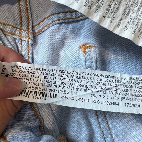 Zara High Rise Distressed Denim Shorts - Picture 11 of 15